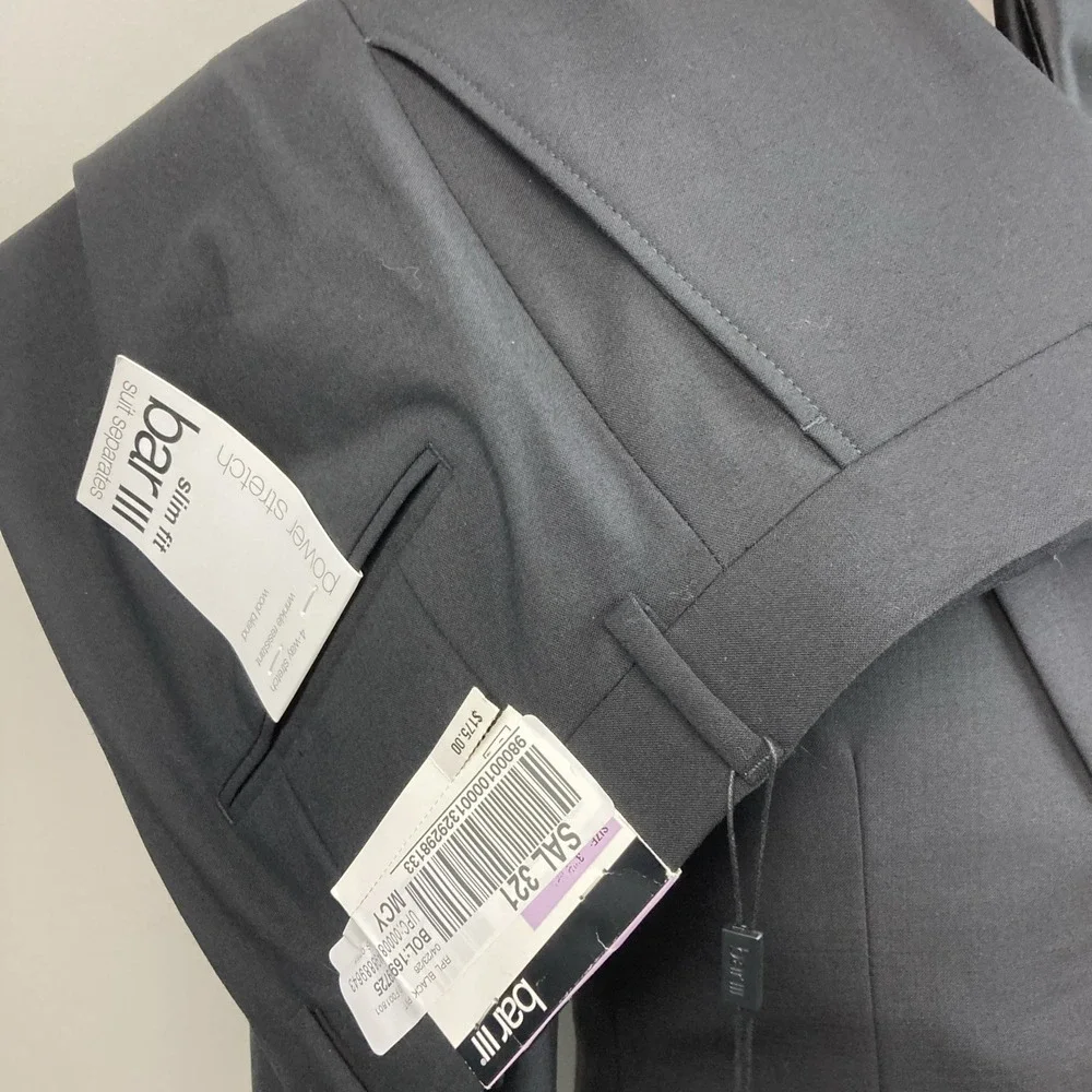 Bar III Mens Slim fit 2-pc Suit Jacket Blazer 38R Black Solid Pants 32W 32L